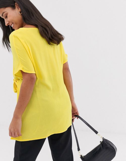 Mamalicious tie front blouse-Yellow
