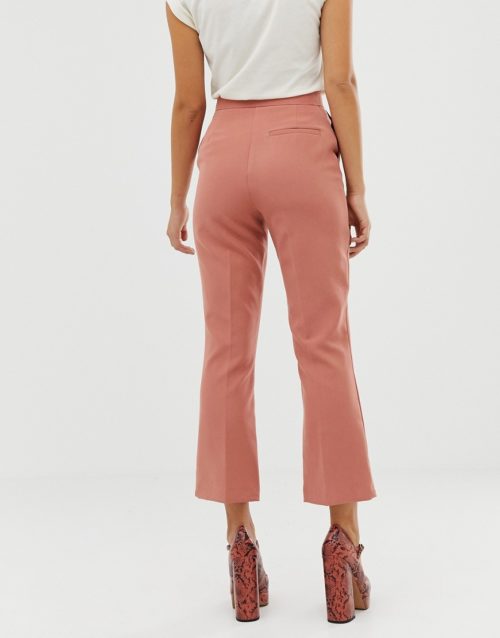 Miss Selfridge cropped trousers with kick flare in pink