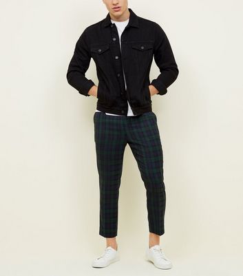 Navy and Green Check Pull-On Trousers New Look
