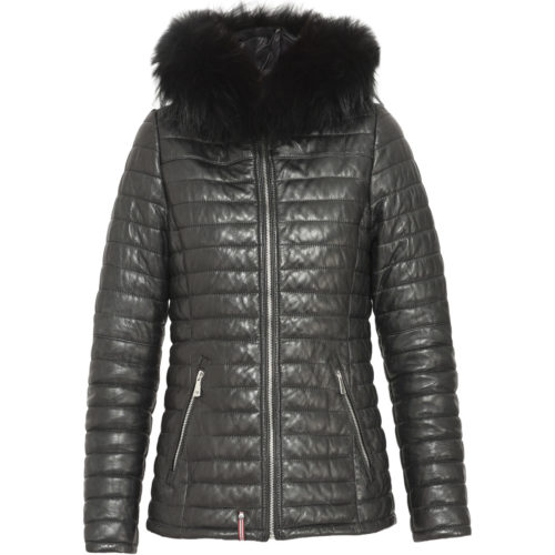 Oakwood Leather down jacket with hoodSUNSHINE LUXE women's Jacket in Black