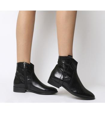 Office Amuse- Western Flat Boot BLACK LEATHER