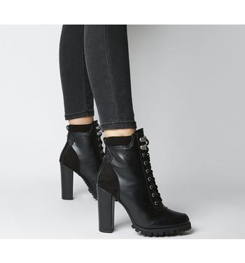 Office Anonymous- Heeled Cleated Lace Up BLACK