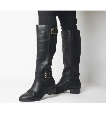 Office Kane- Buckle Detail Riding Boot BLACK