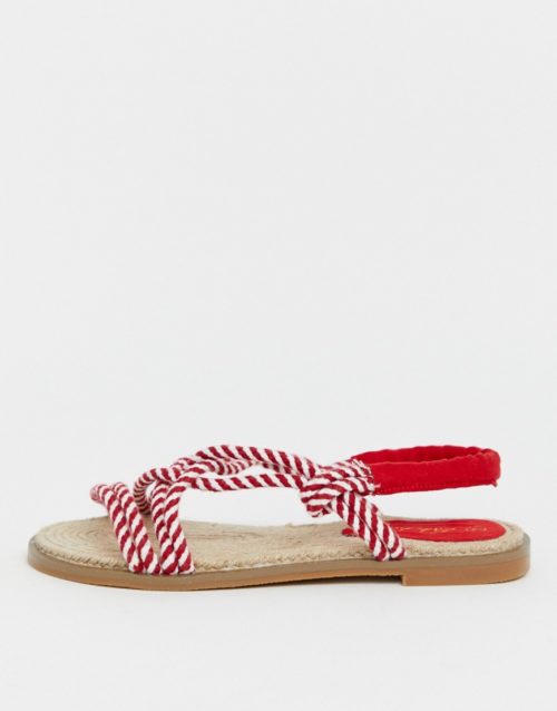 Park Lane rope striped sandals-Red