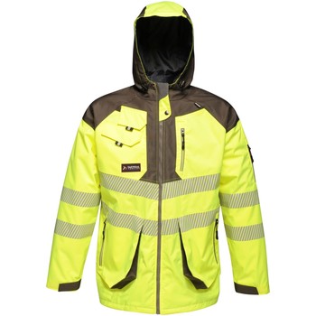 Professional Hi-Vis Waterproof Reflective Parka Jacket Yellow men's Coat in Yellow