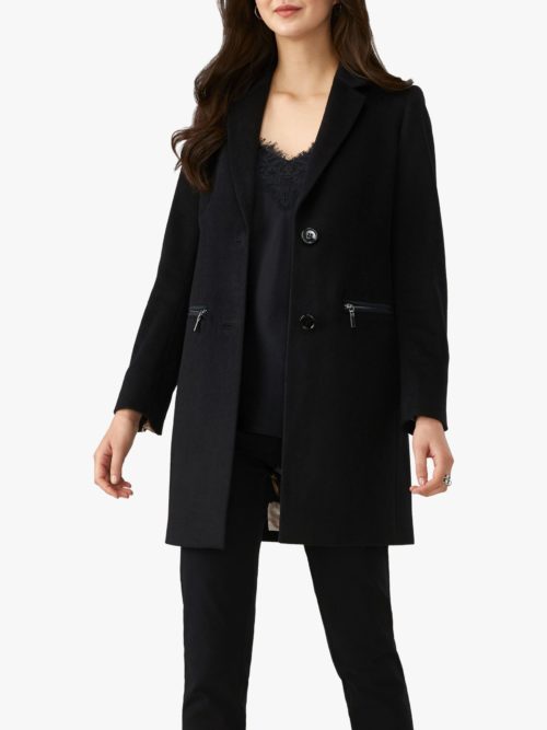 Pure Collection Single Breasted Coat, Black