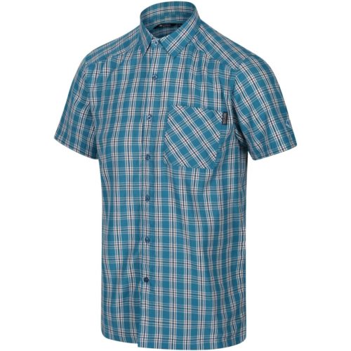 Regatta Mindano V Short Sleeved Checked Shirt Blue men's Long sleeved Shirt in Blue