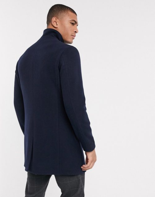 Selected Homme funnel neck wool coat-Navy