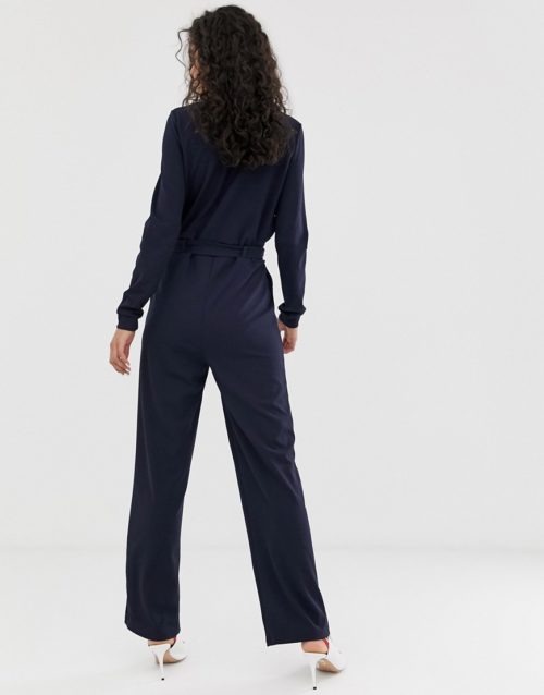 Vero Moda Tall wrap button detail jumpsuit-Navy