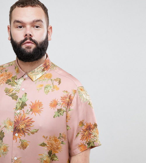 ASOS DESIGN Plus regular fit floral shirt in pink