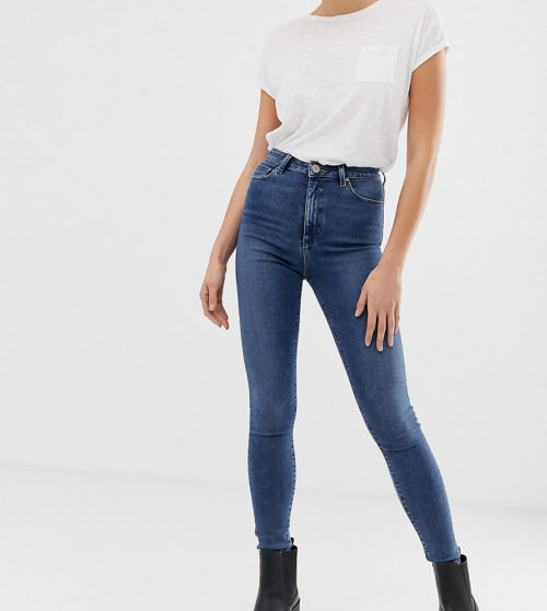 ASOS DESIGN Tall Ridley high waisted skinny jeans in mid wash blue