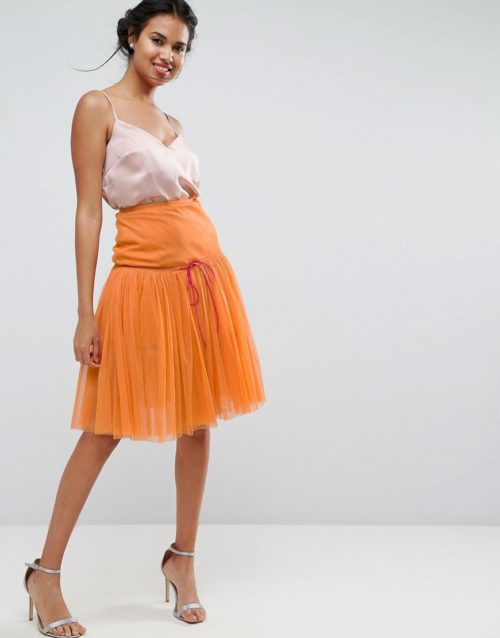 ASOS DESIGN tulle prom skirt-Orange