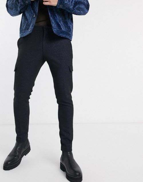 ASOS EDITION super skinny cargo trousers in blue
