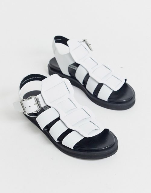 Bronx leather gladiator sandals-White