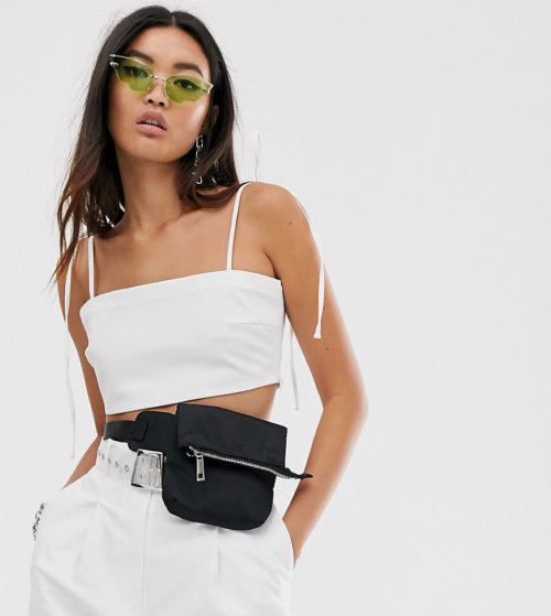 COLLUSION tailored crop top-White