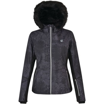 Dare 2b Iceglaze Faux Fur Trim Luxe Ski Jacket Black women's Fleece jacket in Black