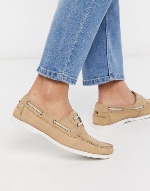 Dune suede boat shoe in taupe-Beige