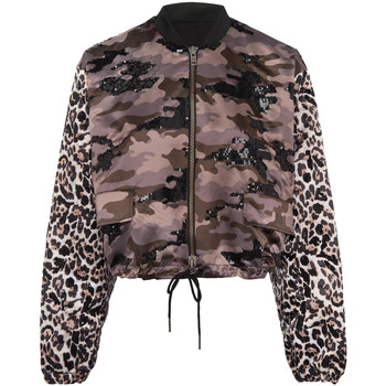 French Connection Bomber aprec sequins printed camouflage women's Jacket in Grey. Sizes available:EU S,EU M,EU L