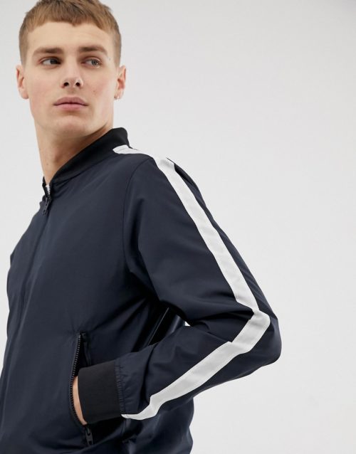 French Connection baseball arm stripe jacket-Navy