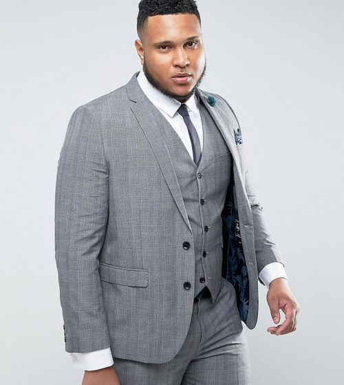 Harry Brown PLUS Check Suit Jacket-Grey