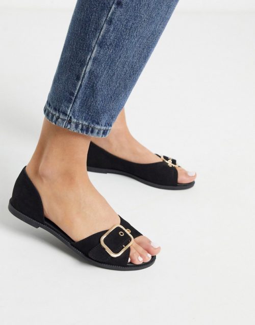 Qupid summer flat shoes in black