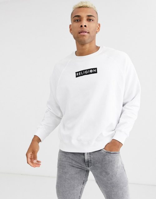Religion sweatshirt with back palm ink print in white