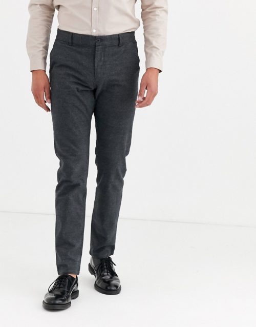 Selected Homme brushed wool small check trousers in black