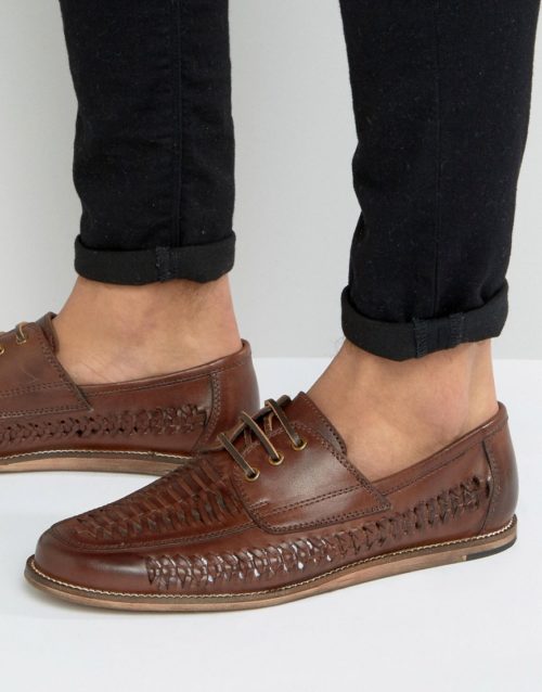 Silver Street Woven Lace Up Shoes In Brown
