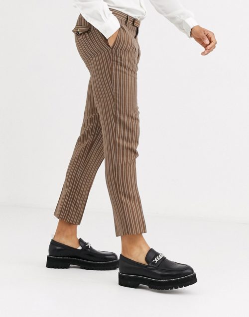 Twisted Tailor super skinny cropped trousers in brown stripe