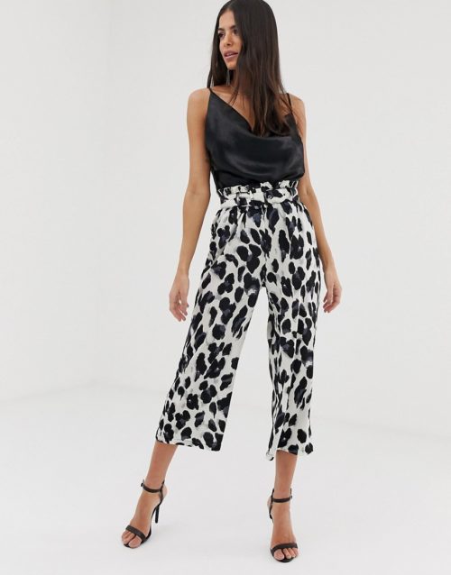 Unique21 leopard print paperbag waist trousers-Multi
