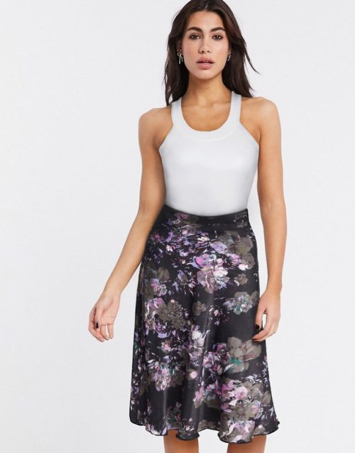 Vero Moda bias cut midi skirt in floral-Multi