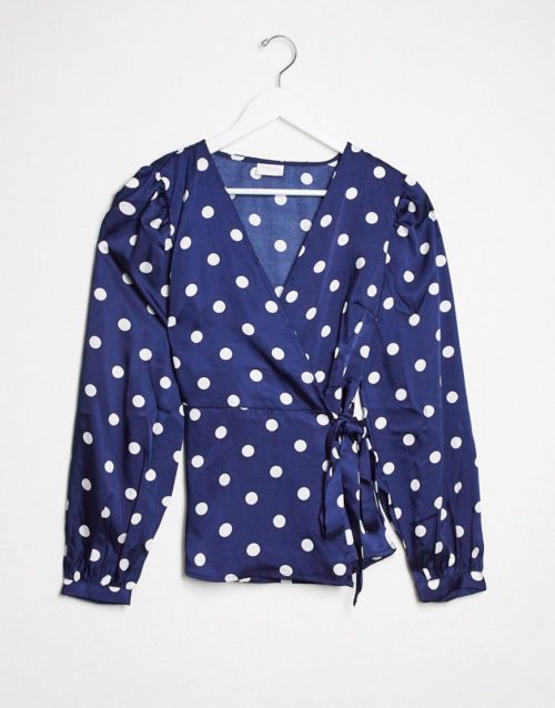Vila wrap blouse in spot-Multi