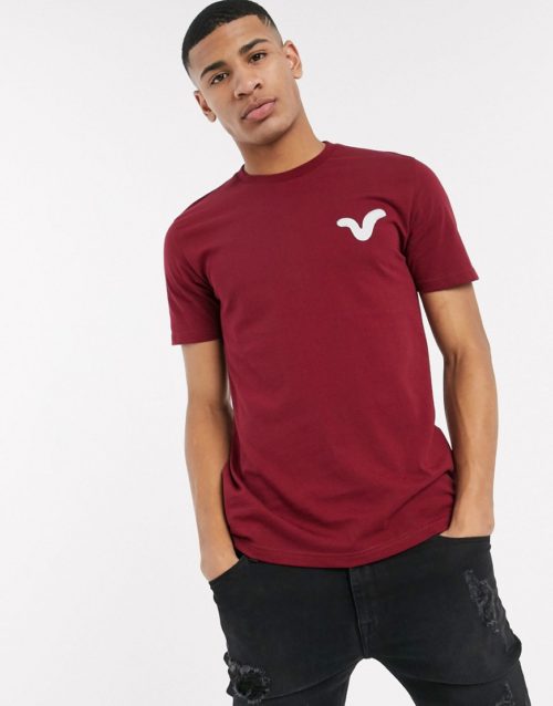 Voi Jeans applique swirl logo t-shirt in burgundy-Red