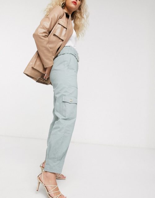 & Other Stories belted tapered utility trousers in faded green