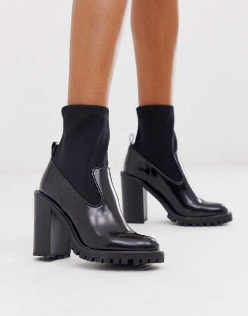 ASOS DESIGN Evolve chunky sock boots in black