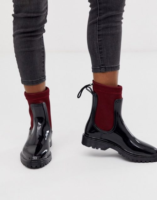 ASOS DESIGN Genius sock rain boots-Black