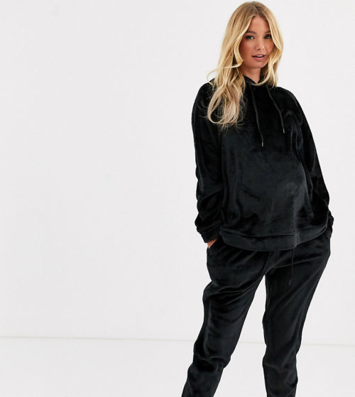 ASOS DESIGN Maternity lounge super soft hoodie & jogger set-Black