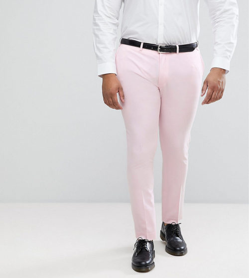 ASOS DESIGN PLUS Super Skinny Smart Trousers In Pale Pink