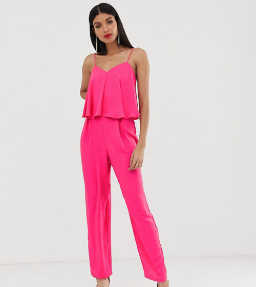 ASOS DESIGN Tall double layer cami peg jumpsuit-Pink