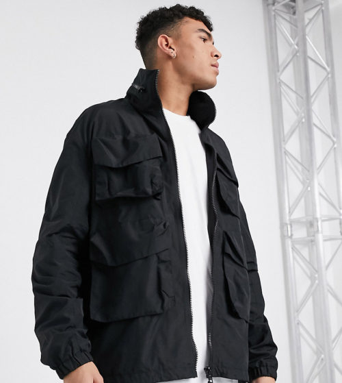 ASOS DESIGN Tall jacket with funnel neck in black