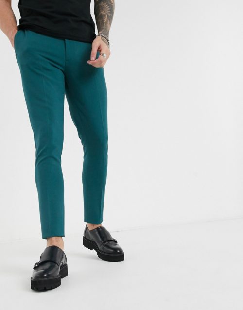ASOS DESIGN super skinny smart trousers in atlantic blue-Green
