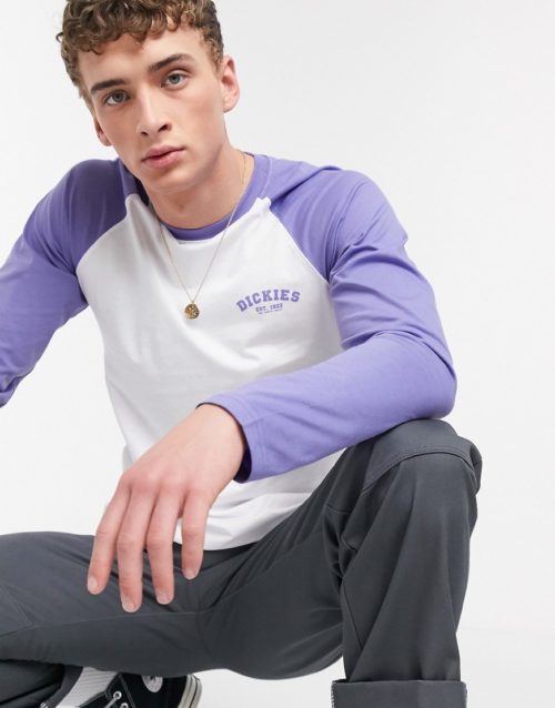 Dickies long sleeve baseball t-shirt in dusted lilac-Purple