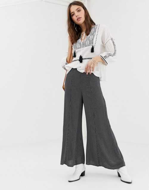 Free People Wild And Free wide leg trousers-Black