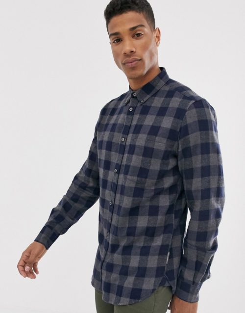 French Connection large gingham flannel shirt-Grey
