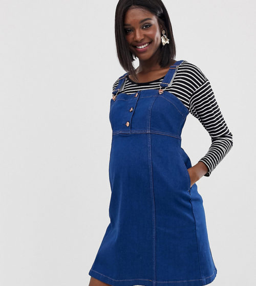 GeBe Maternity denim pinny dress-Blue