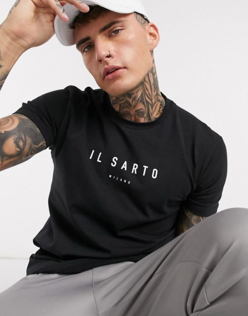 Il Sarto logo t-shirts in slim fit-Black
