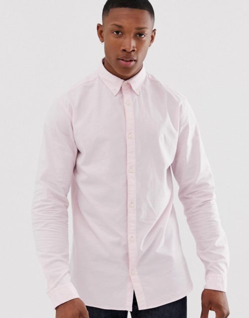Jack & Jones Premium slim fit stretch oxford shirt in pink