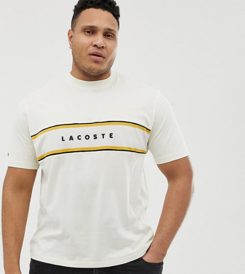 Lacoste stripe t-shirt in off white