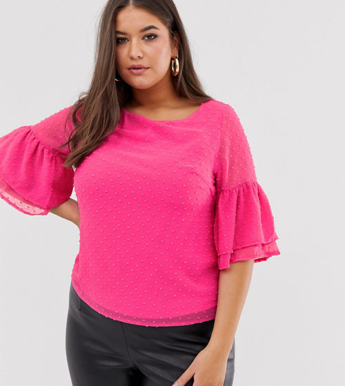 Lovedrobe flared sleeve blouse-Pink