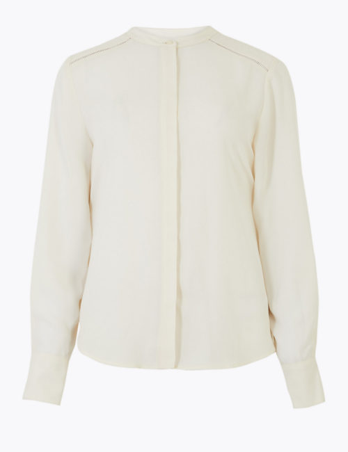 M&S Collection Collarless Long Sleeve Blouse